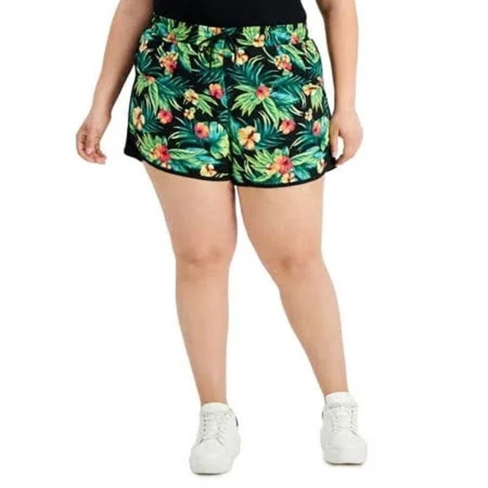 Ideology Black Tropical Flower Shorts Size L